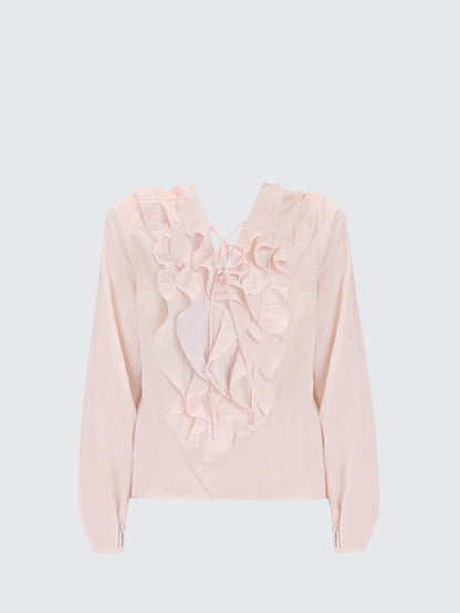 French Lotus V-Neck Blouse