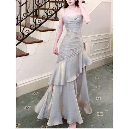 Mermaid Luxury Adult Ceremony Spaghetti Strap Gown Dress