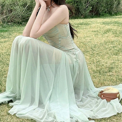 Green Tulle Fairy Gown Prom Dress