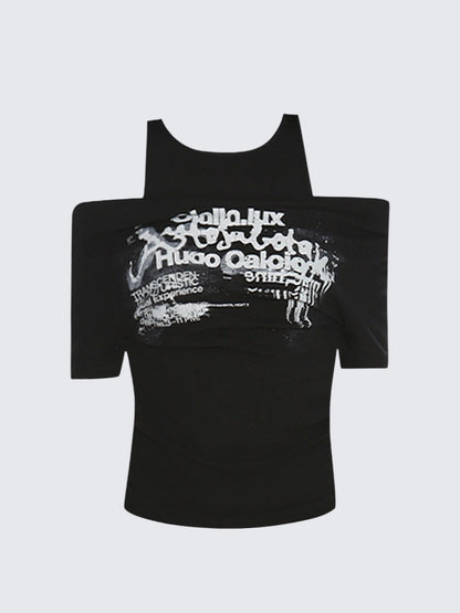 American Edgy Layered Off Shoulder T-Shirt