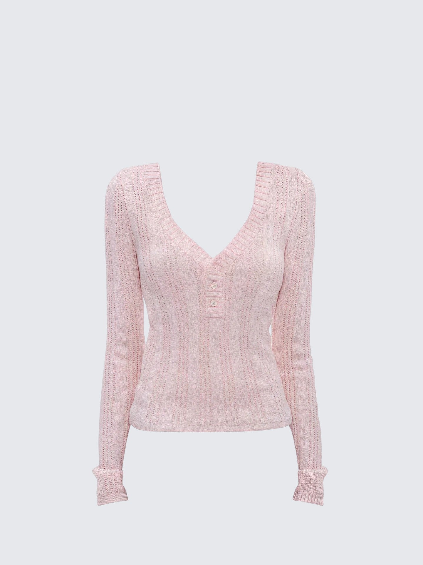 Pink V-Neck Knit Sweater
