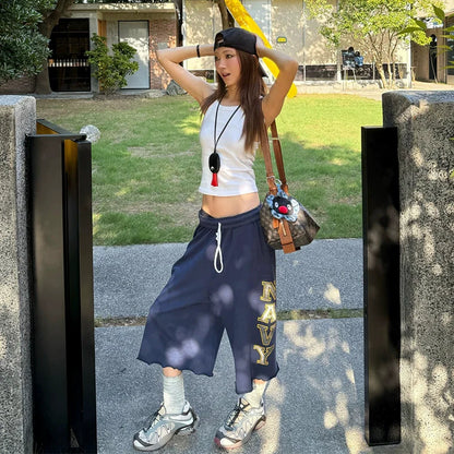 Vintage Baggy Cropped Pants for Summer Streetwear