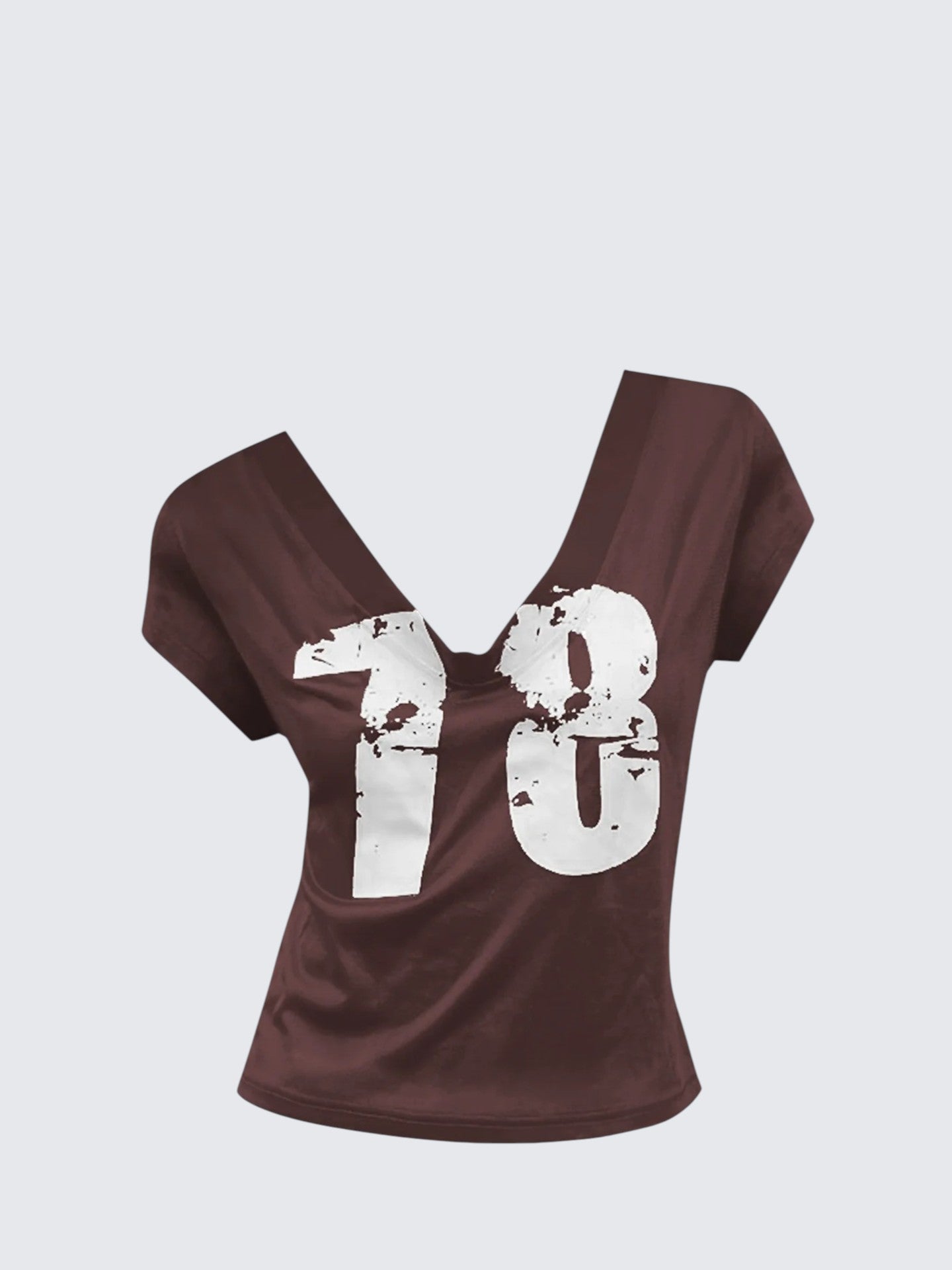 Vintage Brown Deep V Short Sleeve Tee