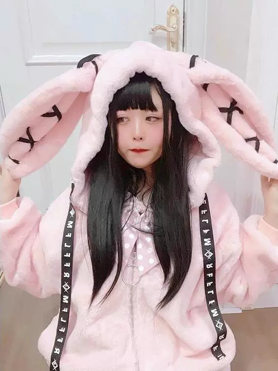 Cute Bunny Ear Plush Coat