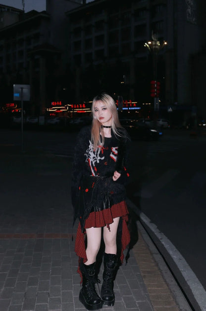 Y2K Punk Harajuku Faux Mink SN Sweater Cardigan