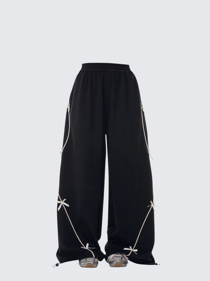 Vintage Bow Wide-Leg Sweatpants