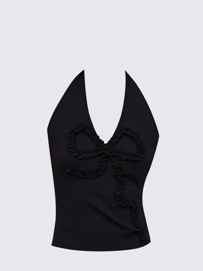 Black Bow Halter Top
