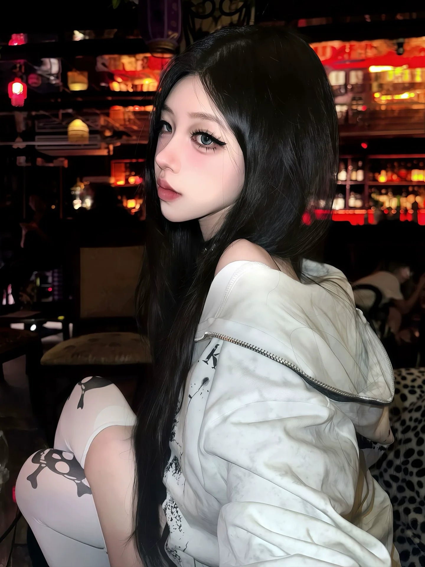 Y2K Castle Print Zip Up Hoodie