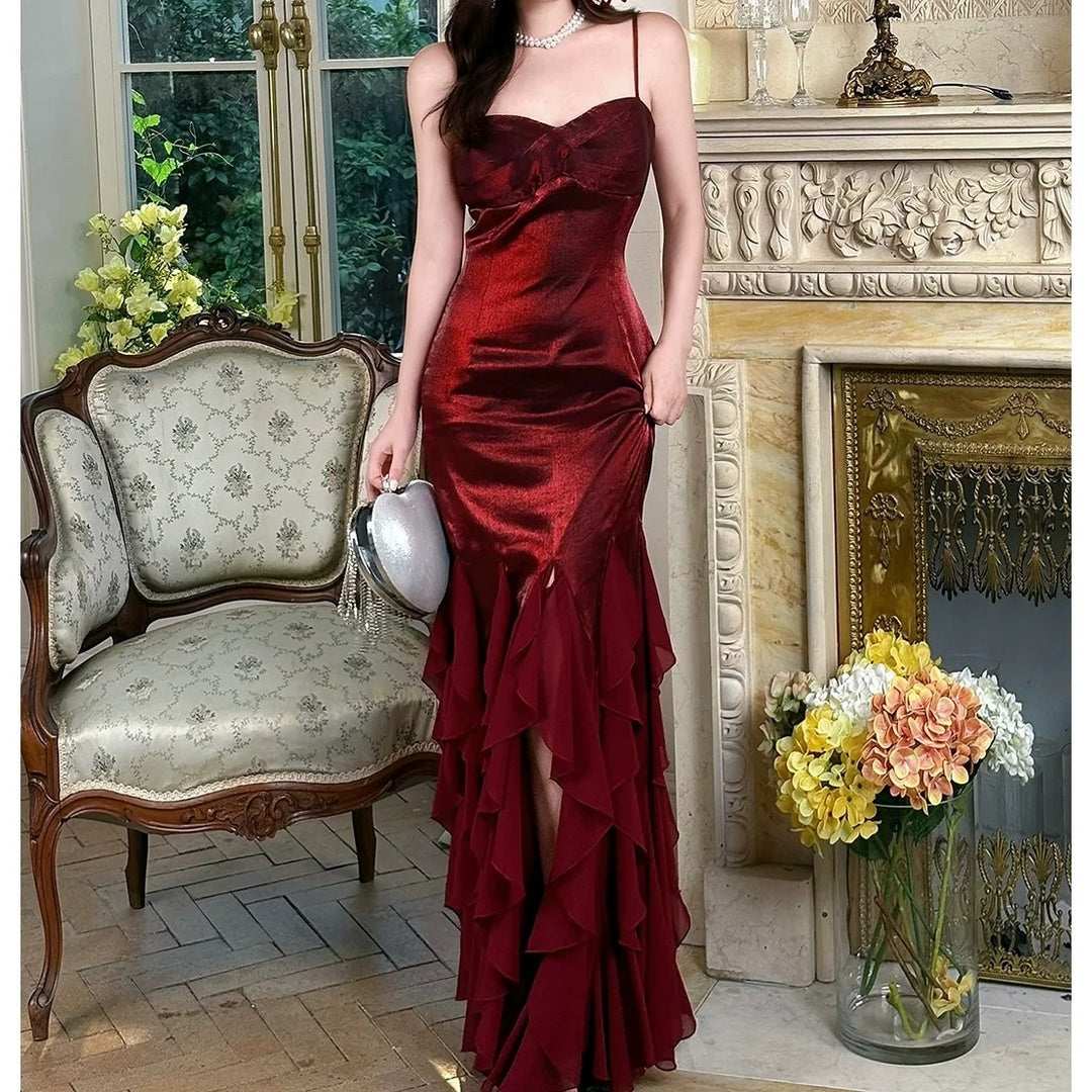 Red High-End Halter Gown Prom Dress