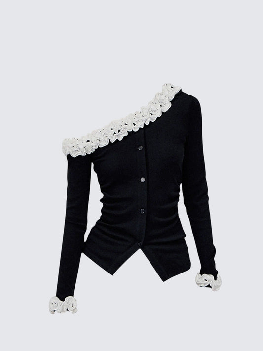 Off Shoulder Polka Cardigan Women