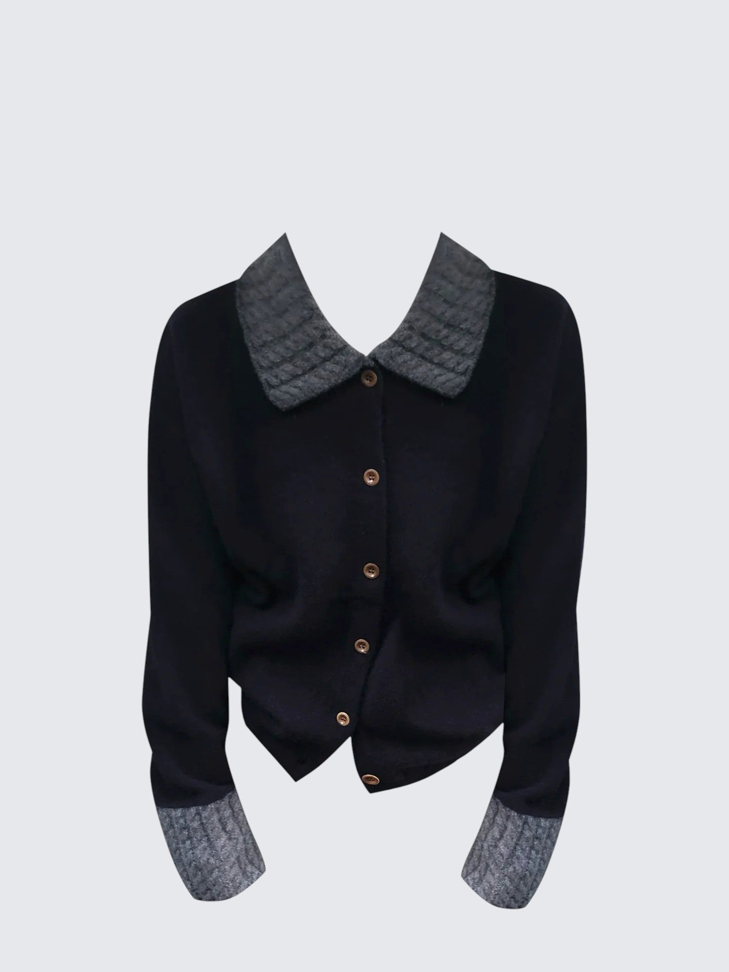 Korean Colorblock Collar Cardigan