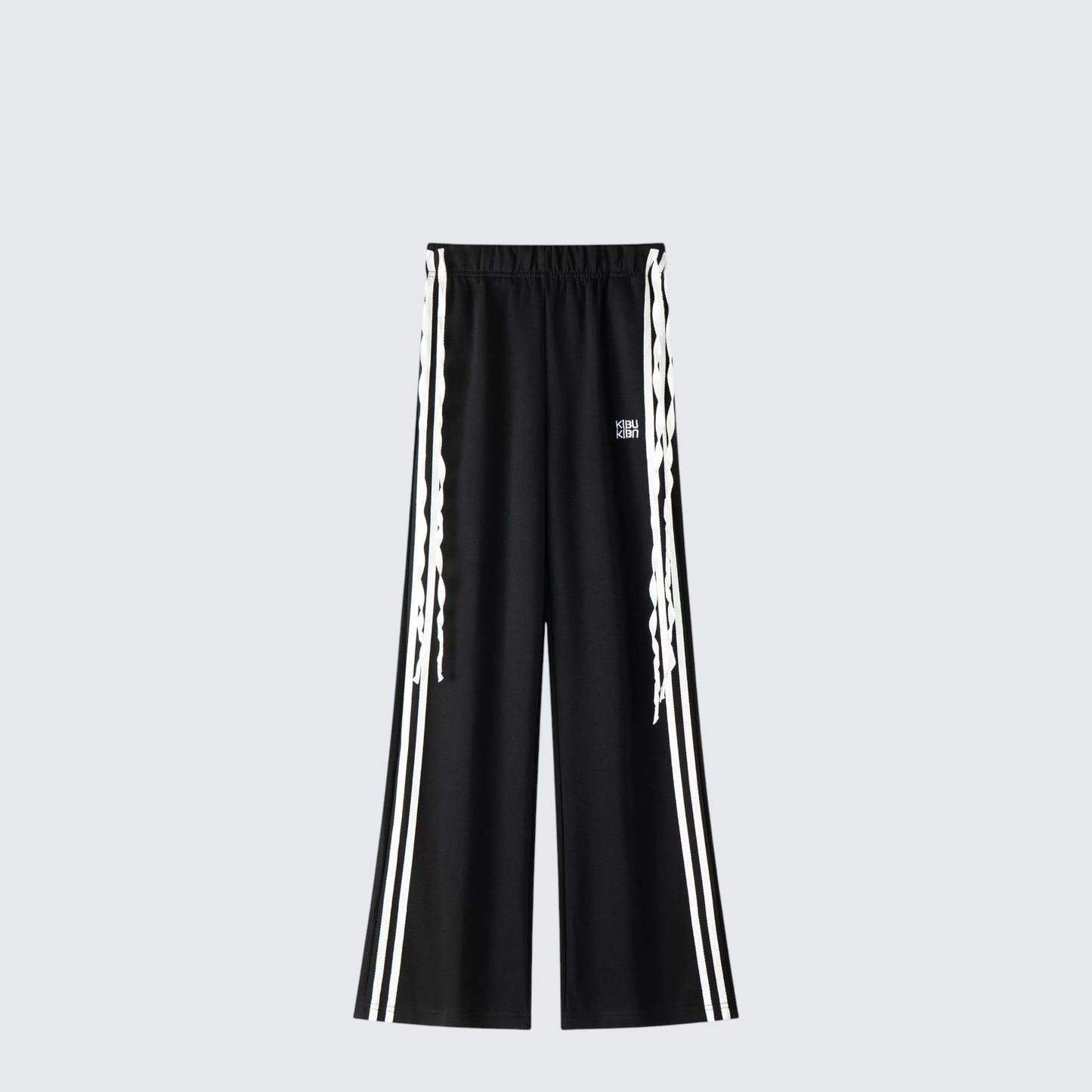 Black Side-Tie Sporty Wide Leg Pants