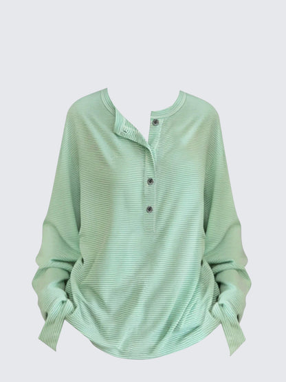 Henley Knit Long Sleeve Tee Women