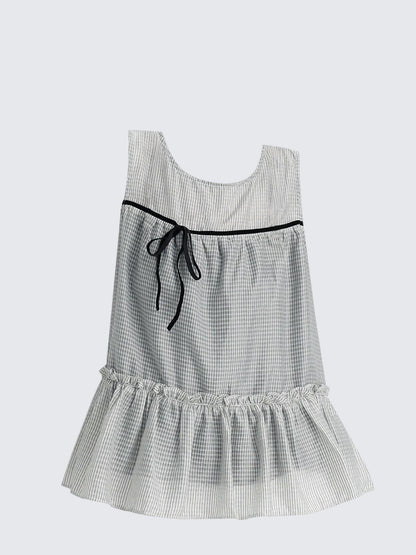 Bow Tie Mesh Babydoll Top