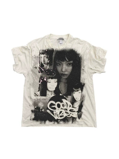 White Rock Punk American Vintage Graffiti Y2K T-Shirt