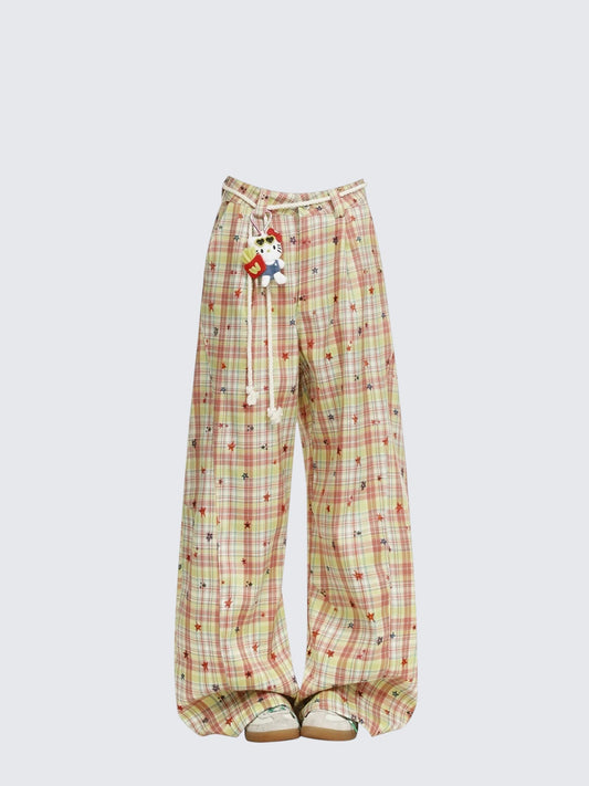 Vintage Colorblock Striped Wide Leg Pants