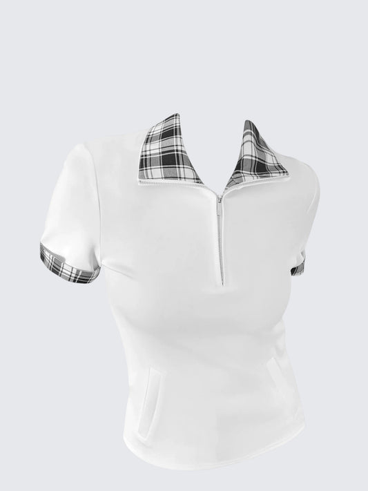 American Check Polo Fake Layer T-Shirt