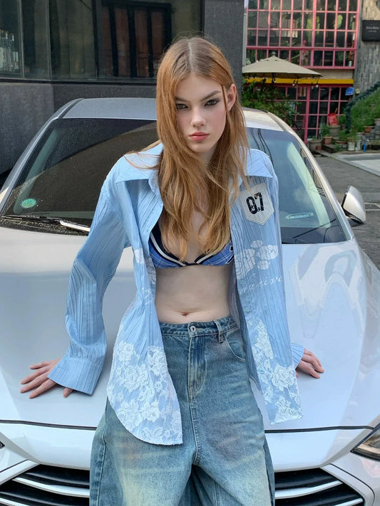 Vintage Blue Striped Shirt