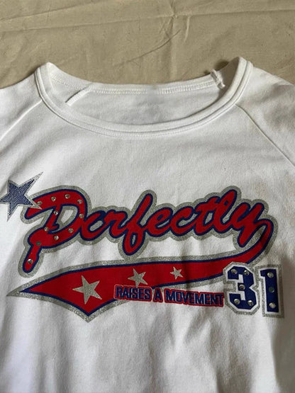 White Gothic Rock Punk Vintage Drawstring Print Long-Sleeve Y2K T-Shirt