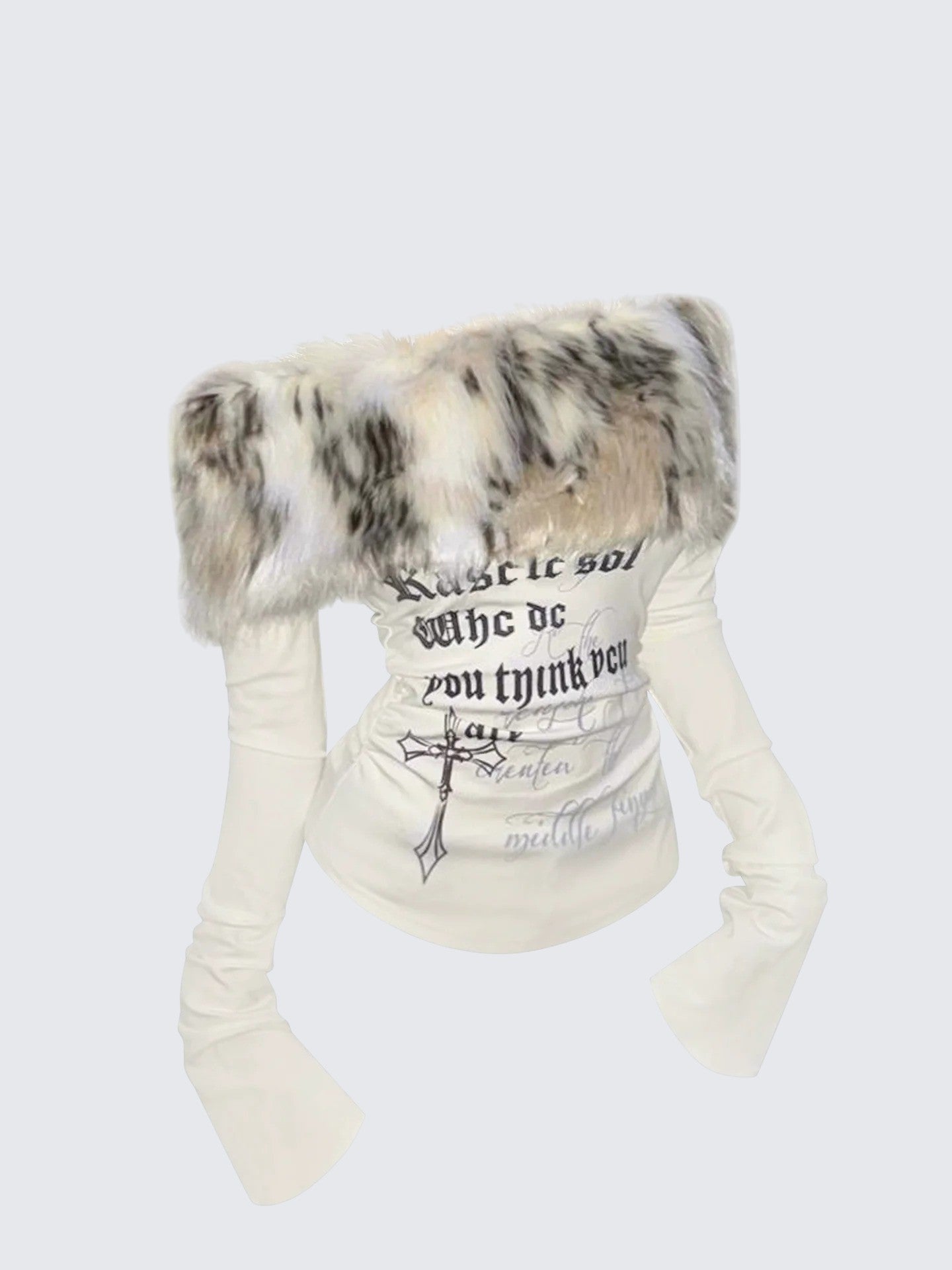 Fur Trim Off Shoulder Top