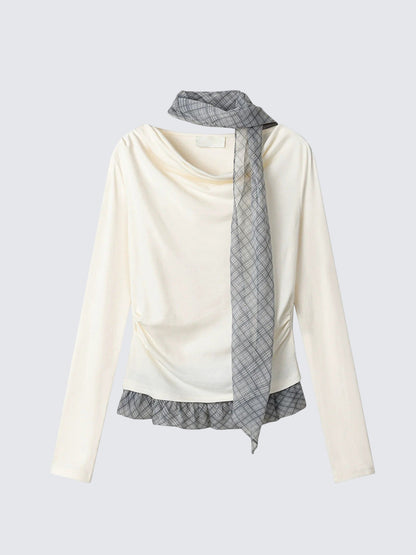 Plaid Draped Layered Tee Women