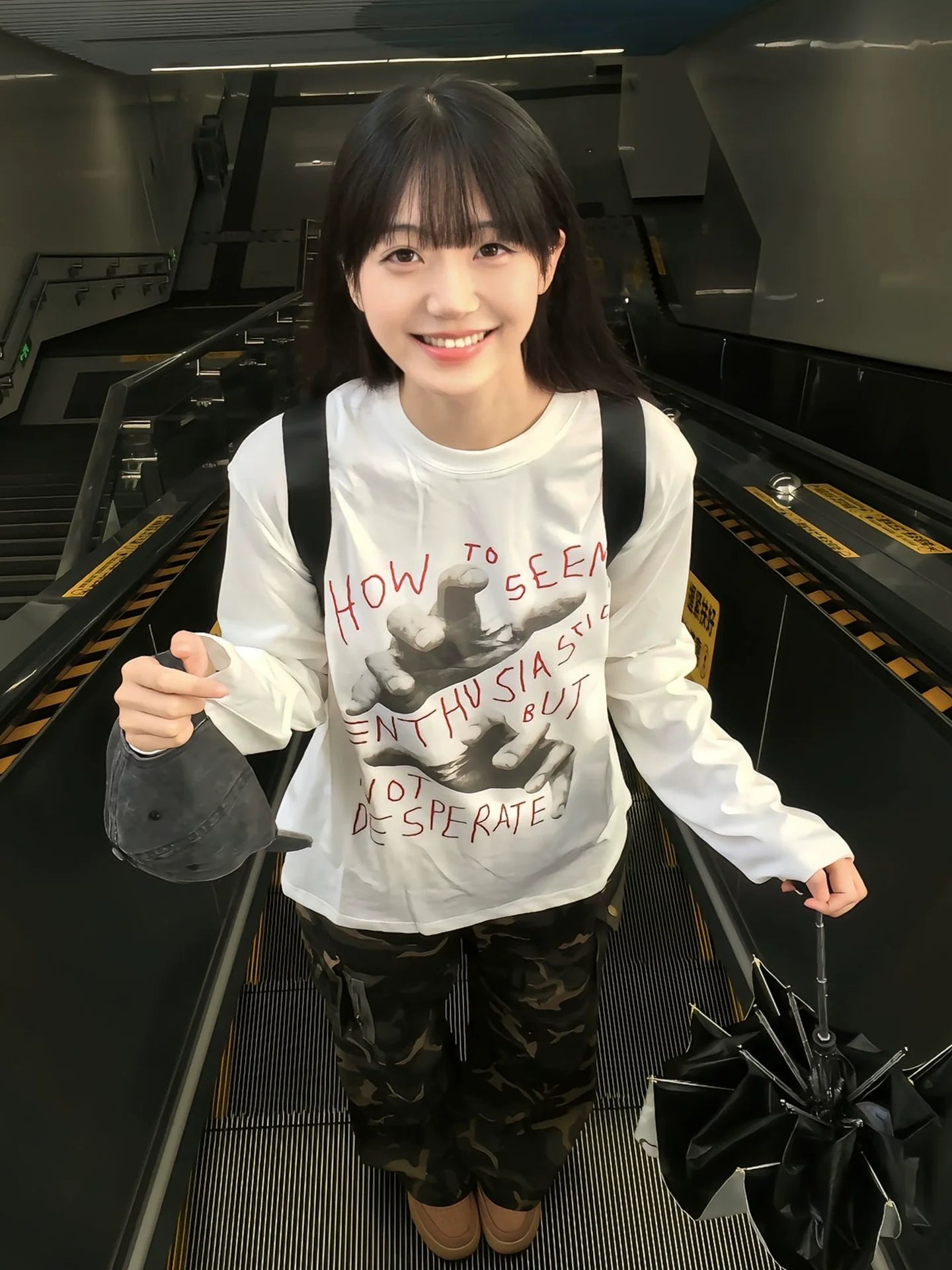 Korean Comfy White Long Sleeve Loose Fit Base Layer Top