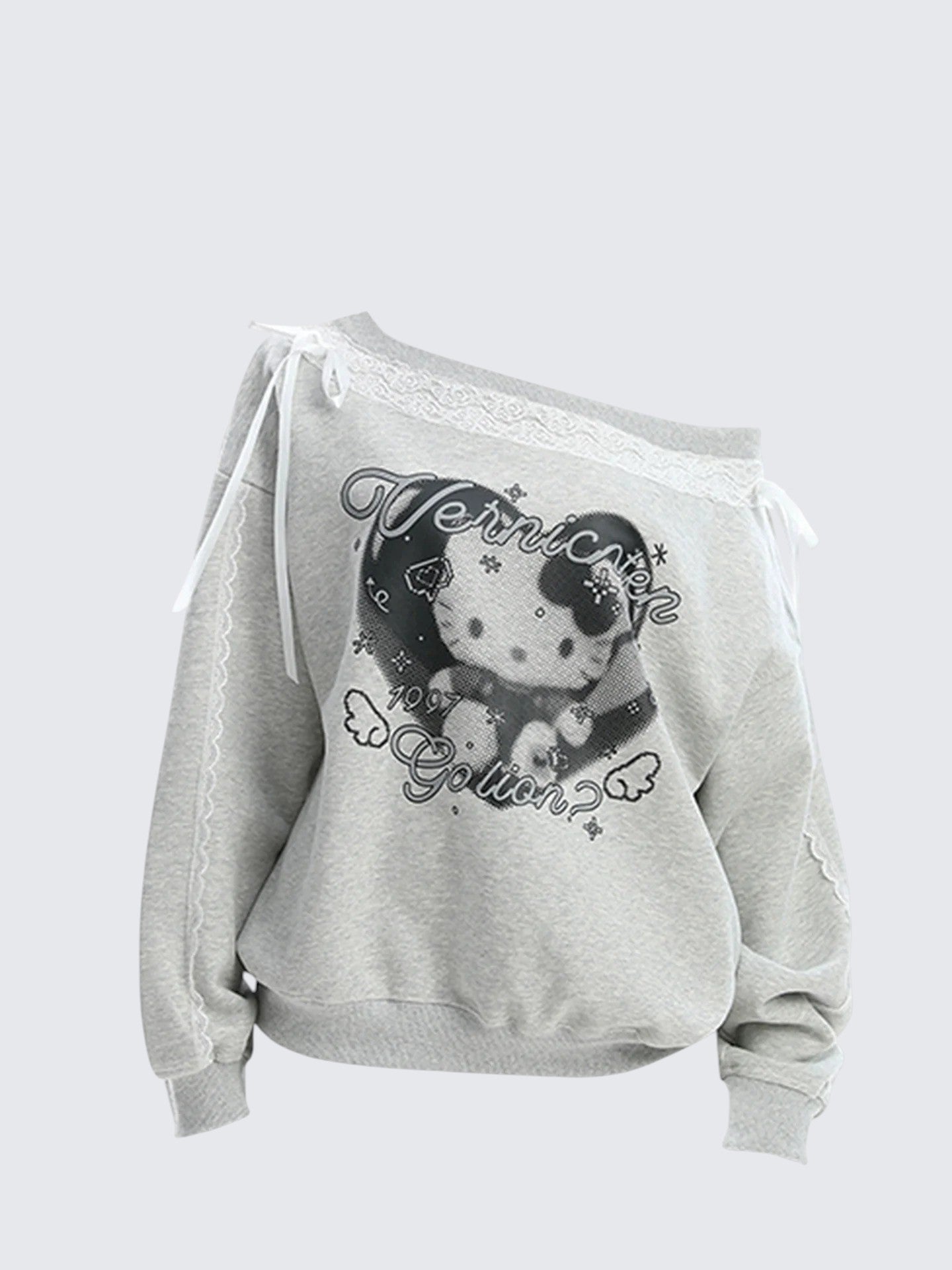 Lace Off Shoulder Sweatshirt Women