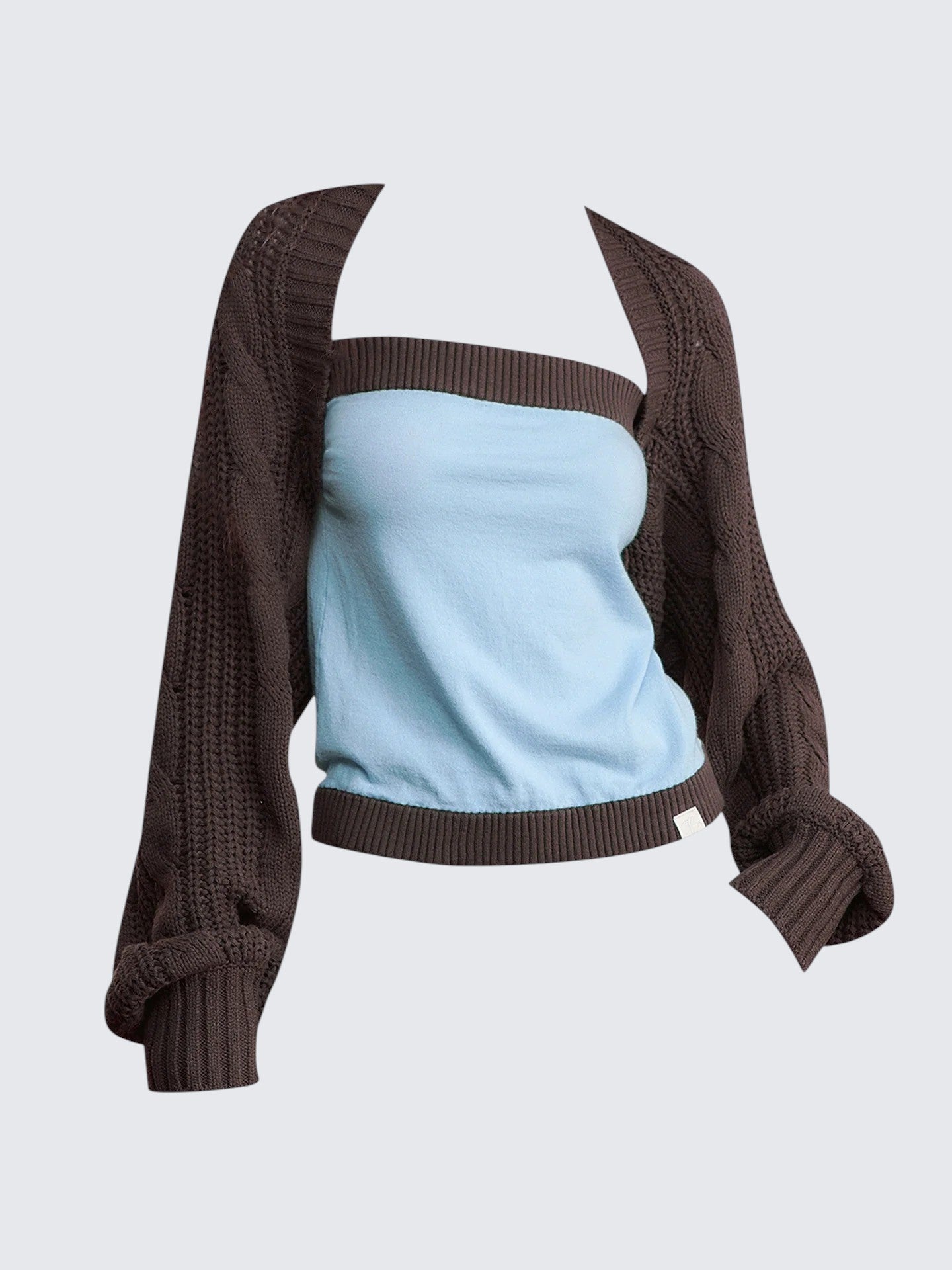 American Vintage Braided Brown Knit Set