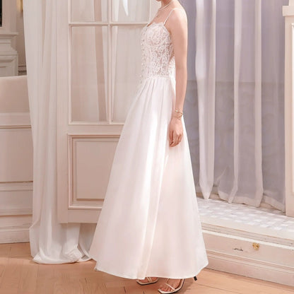 French Lace Mermaid Heavy Embroidery Spaghetti Strap Gown Dress