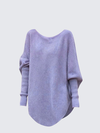 Lavender Loose Batwing Knit Sweater