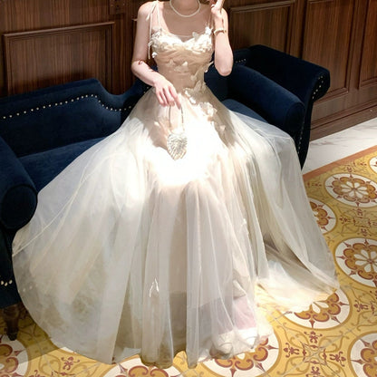 Butterfly Tulle Halter Gown Dress