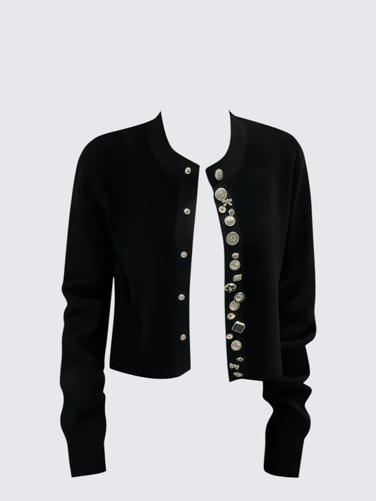 Tweed Chic Button Knit Cardigan