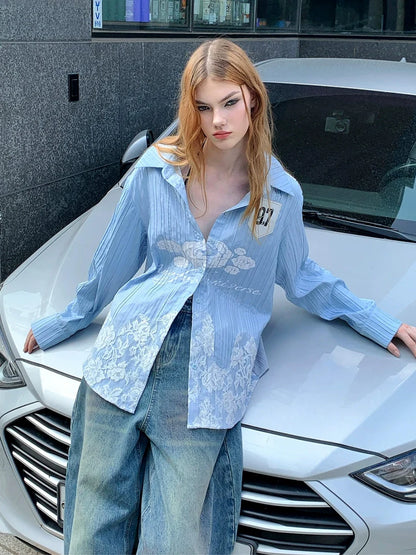 Vintage Blue Striped Shirt