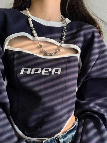 Navy Y2K Punk Camisole Two-Piece Hoodie