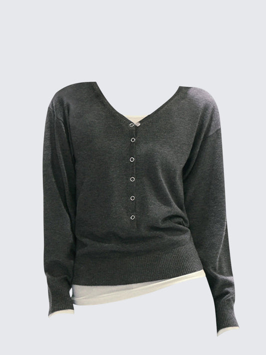 American V-neck Knit Cardigan