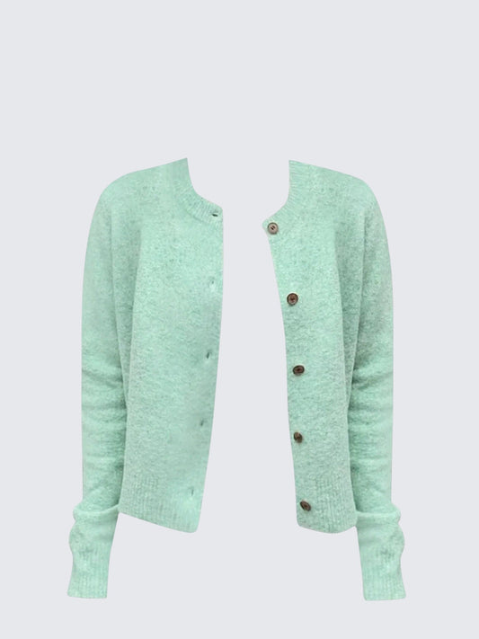 Iridescent Green Knit Cardigan