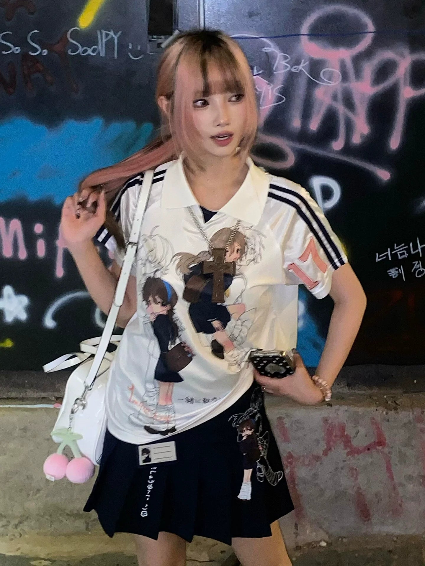 Y2K Comic Girl Polo Top for Summer