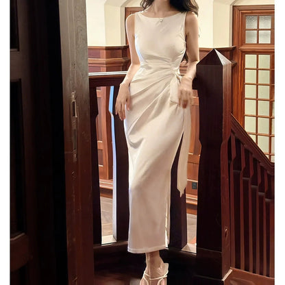 French Satin Spaghetti Strap Mermaid Gown Dress – Slim Fit Evening Dress