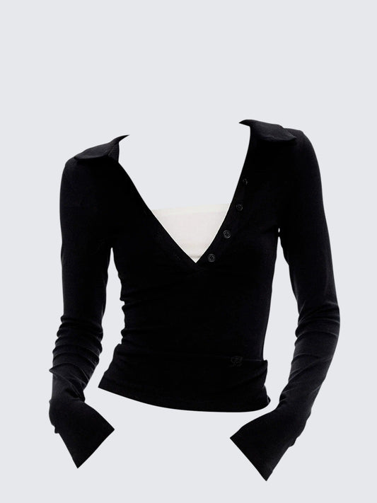 Polo Deep V Layered Tee Women