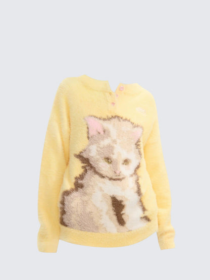 American Cat Print Knit Sweater