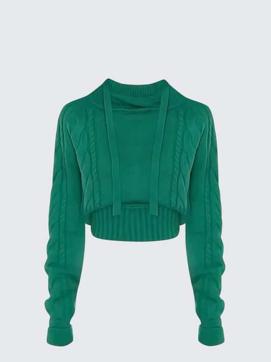 Korean Twist Knit Hoodie Women