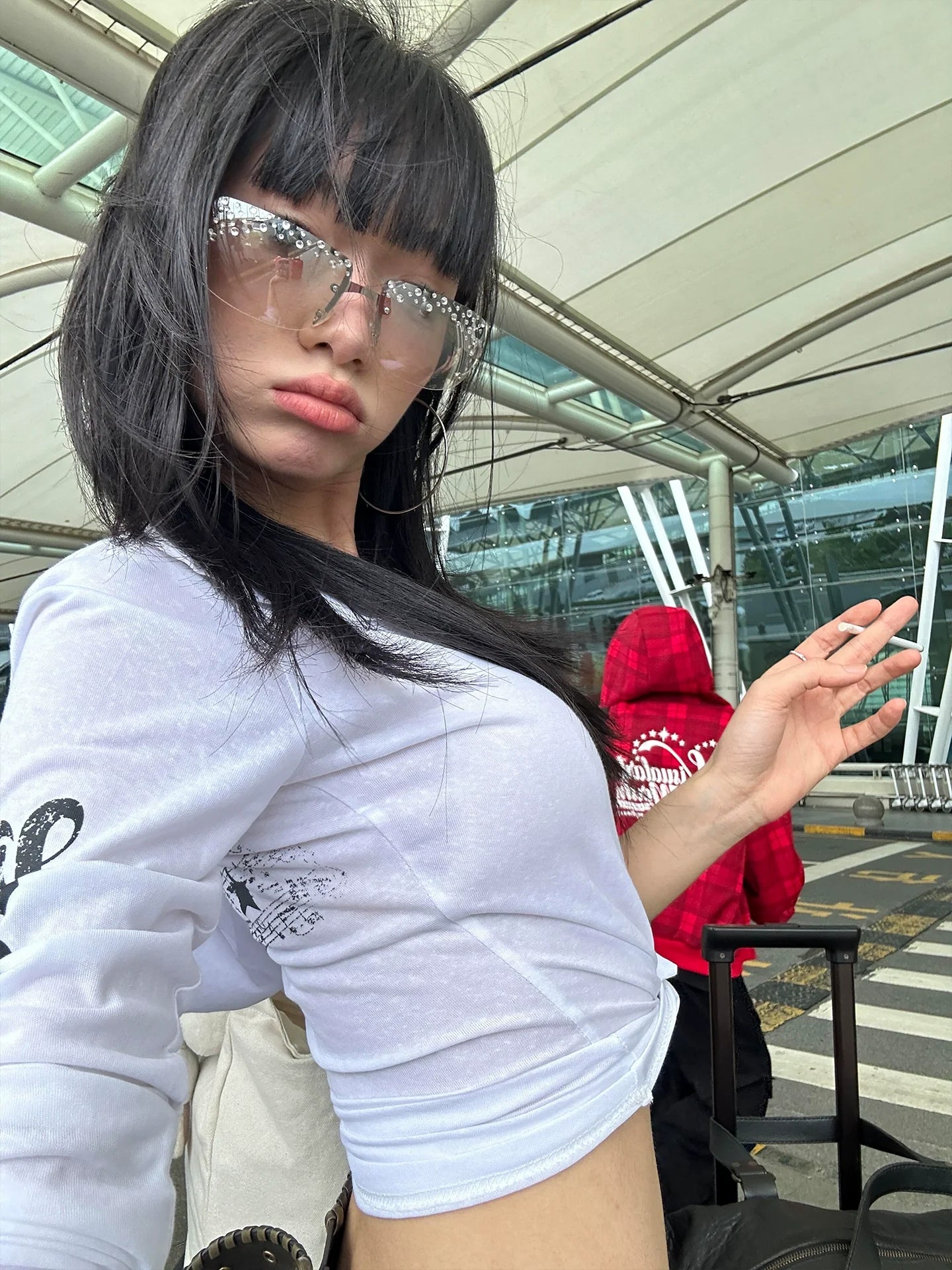 Korean Lazy V-Neck Embroidered Sweater Autumn-Winter Vintage Knit Pullover Loose Fit Top