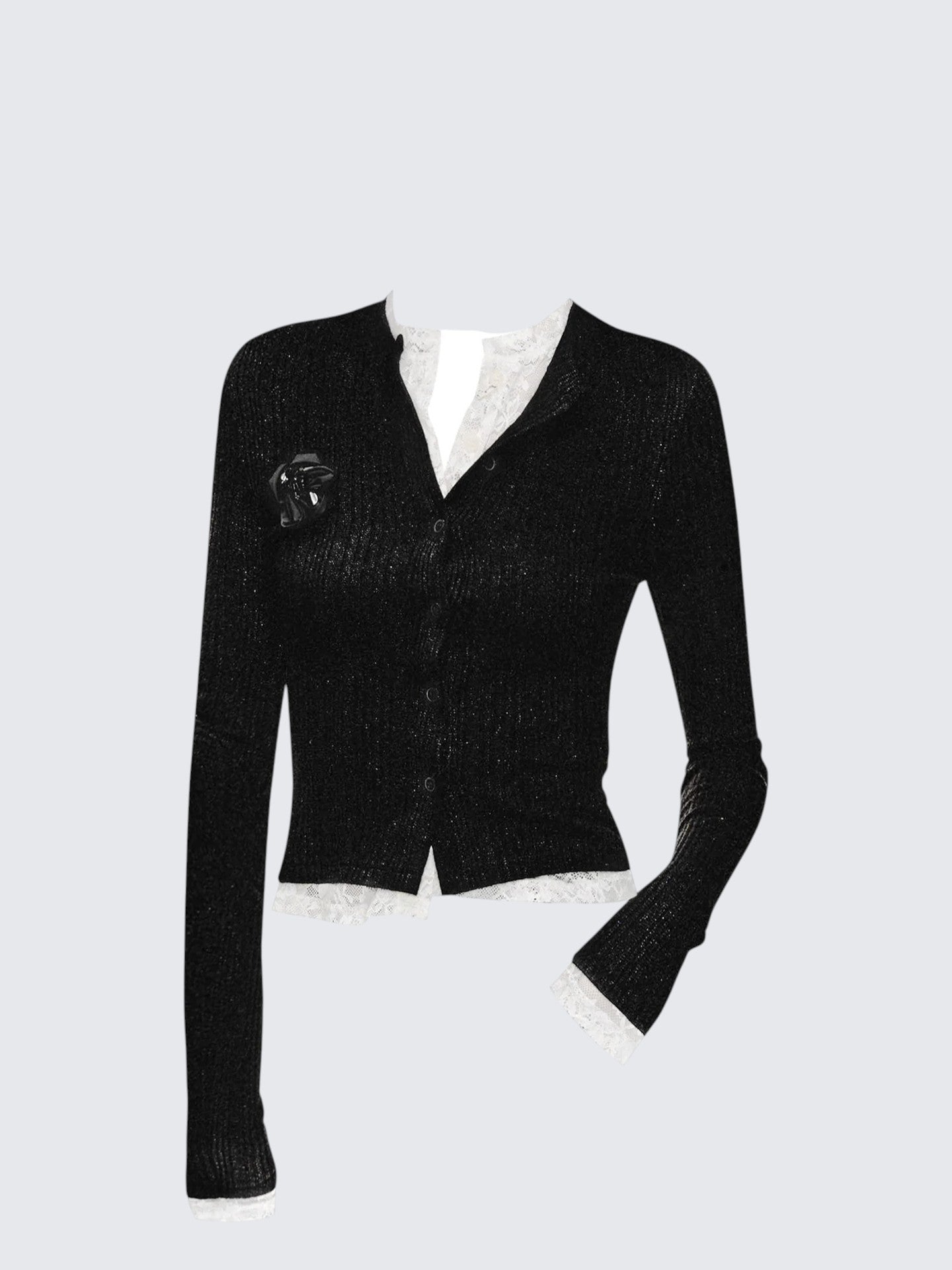 Elegant Lace Faux Two-Piece Cardigan