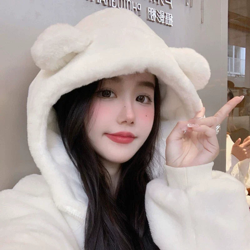 Teddy Bear Ear Faux Fur Coat