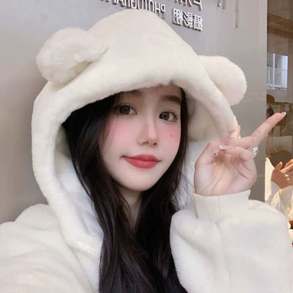 Teddy Bear Ear Faux Fur Coat