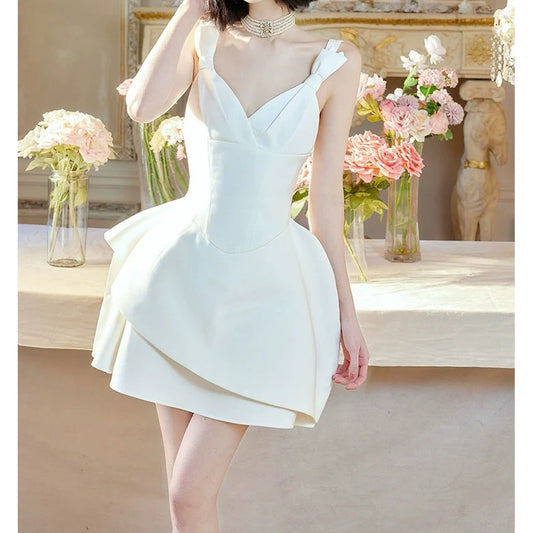 Irregular Spaghetti Strap Gown Prom Dress Slim Fit
