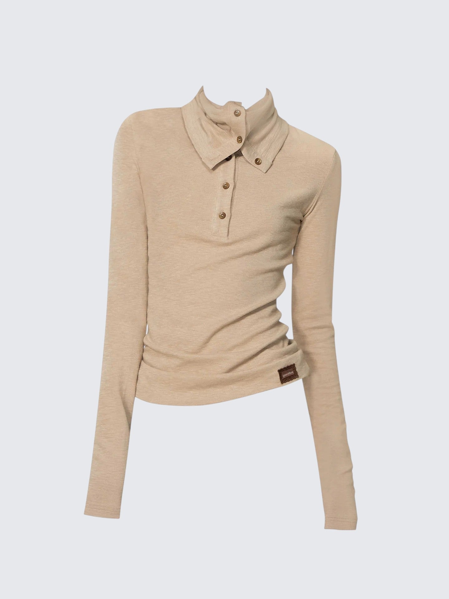 Korean Turtleneck Button Knit Top