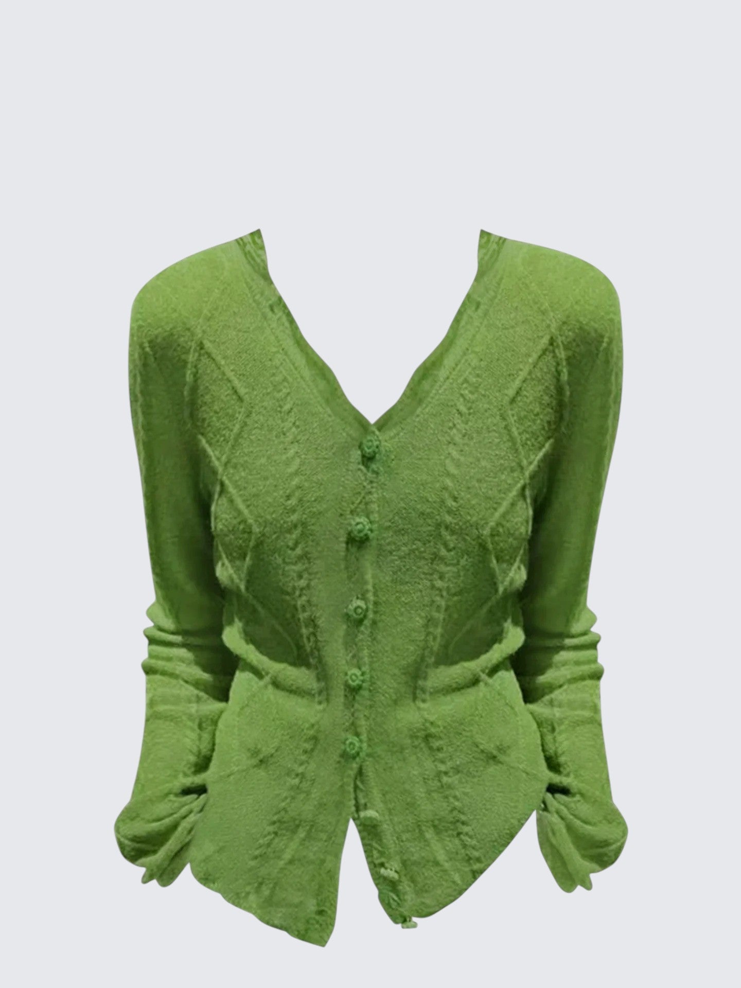Korean Green V-Neck Knit Cardigan