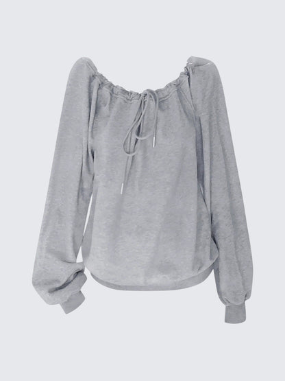 Vintage Adjustable Off-Shoulder Hoodie