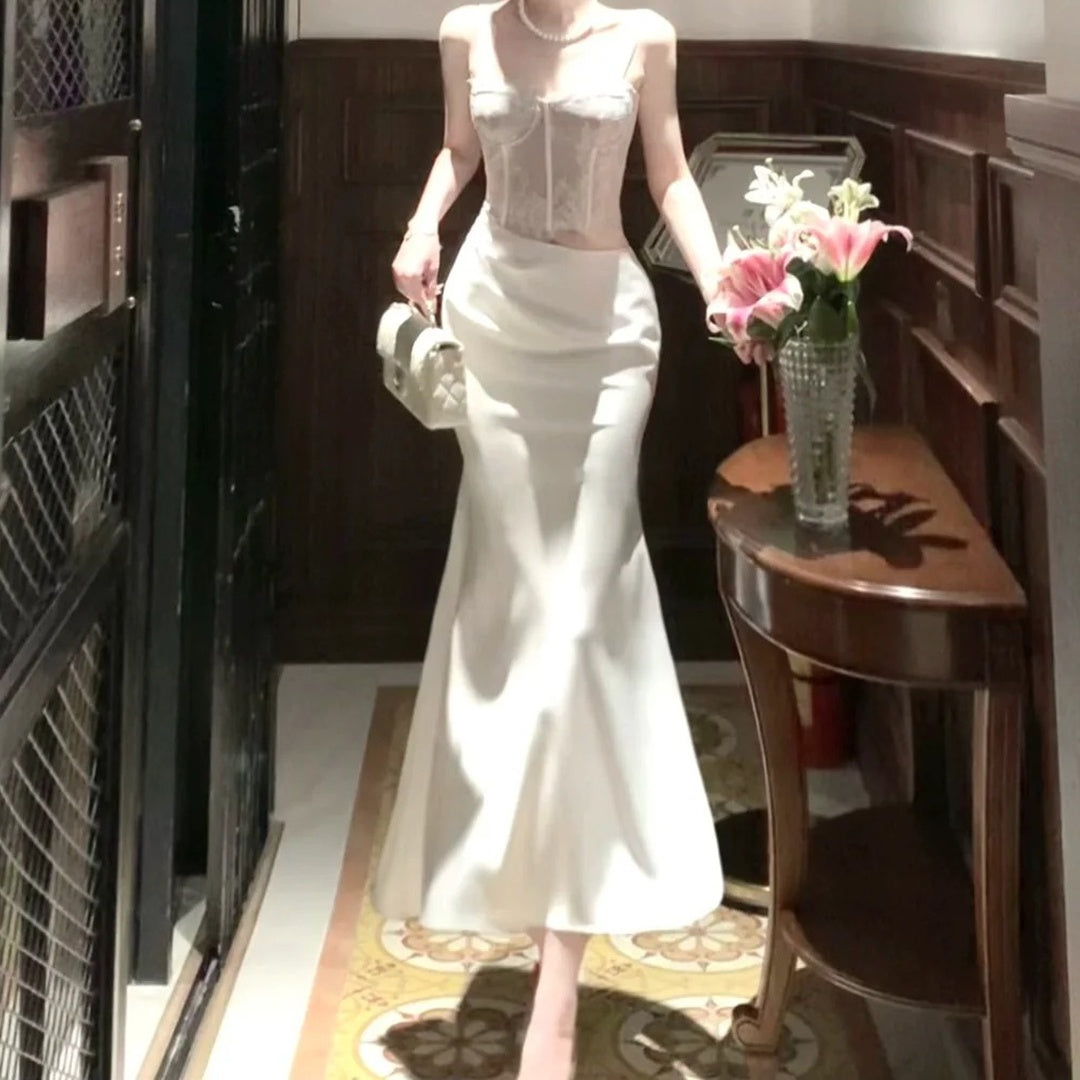 Satin Lace Mermaid Gown Prom Dress